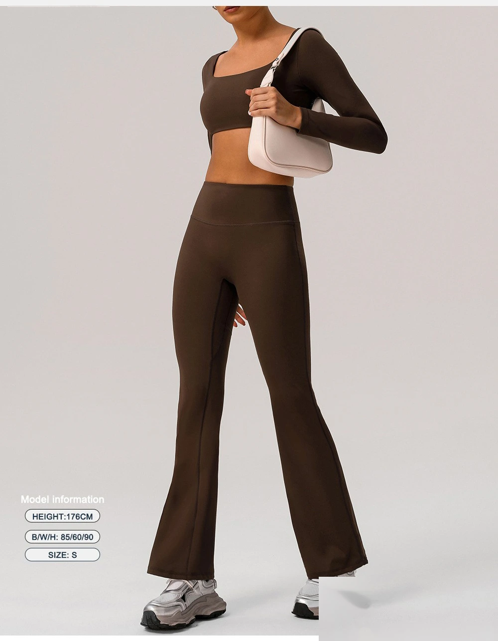 Custom nude yoga suit with chest pad quick-drying tight-fitting fitness suit leisure sports two-piece suit detail