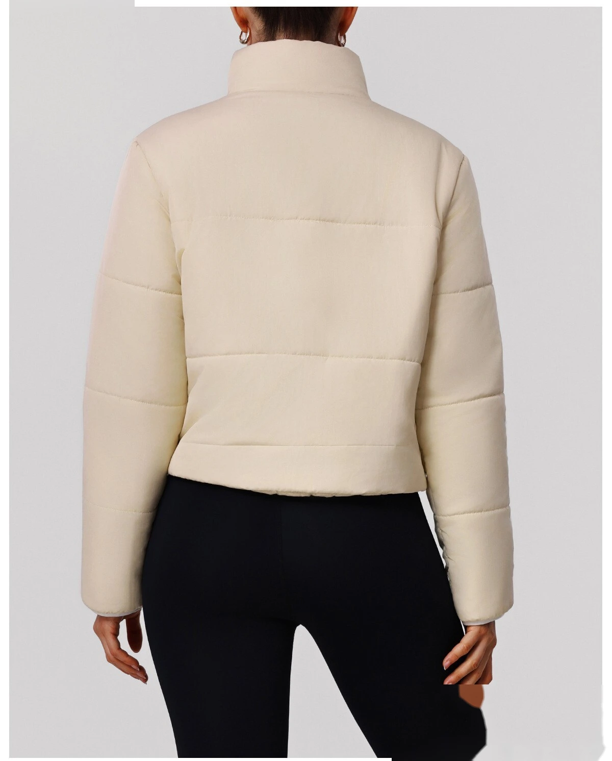Women's Customizable Slim-Fit Winter Cotton Jacket - Thick Windproof Outdoor Sports Coat with Zipper for Running detail