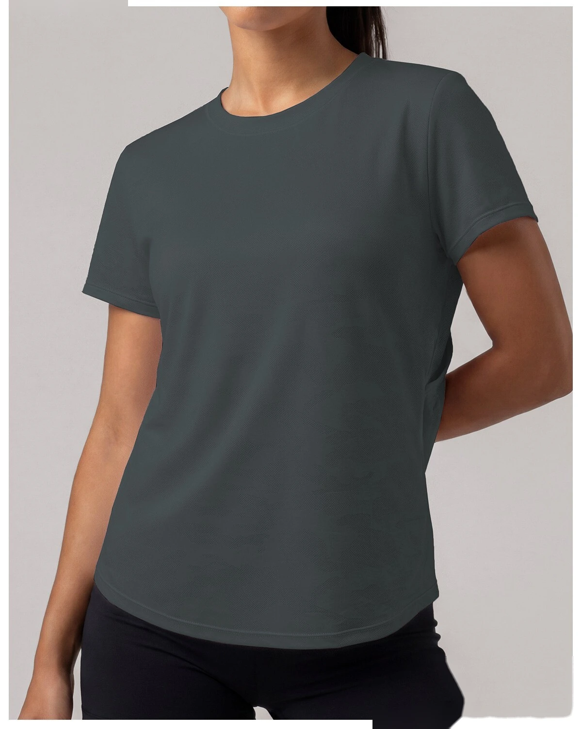 Summer short-sleeved women's new Jacquard running training suit fitness sports shirt T-shirt breathable blouse detail