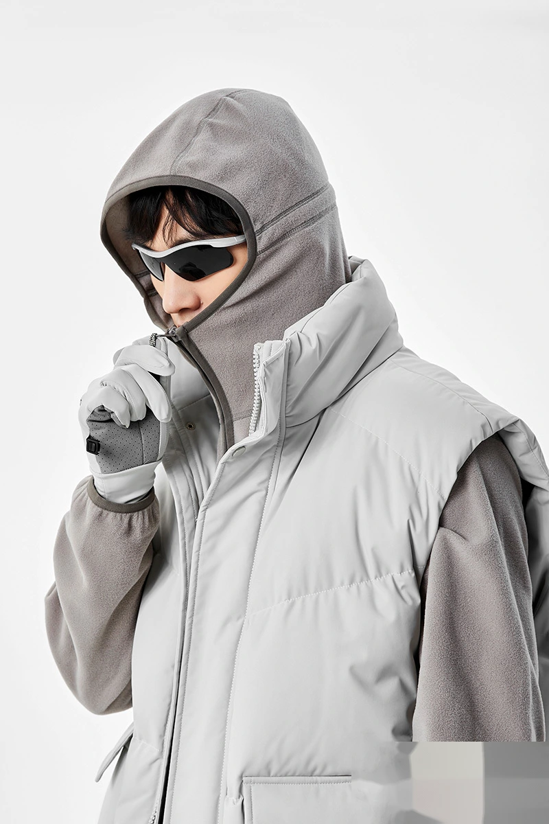 Customized fashion windproof and warm multi-pocket tooling style cotton vest jacket for men and women. detail