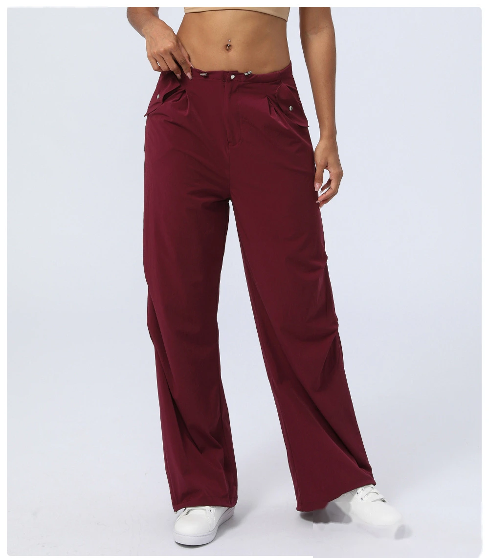 Customized autumn and winter high waist quick-drying sports pants women's leg pants loose straight overalls detail