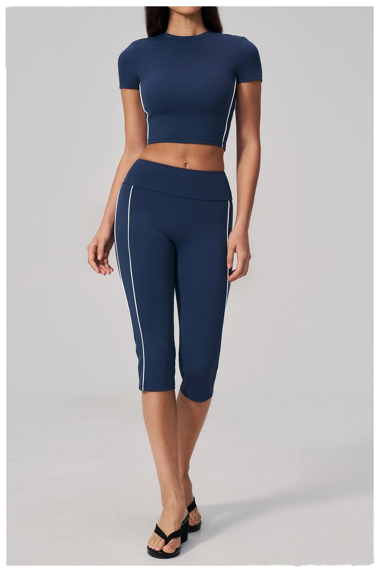 Custom Women Short Sleeve Yoga Top, Summer Cropped Tight Fitness T-shirt Quick Dry Sports Workout Tee detail