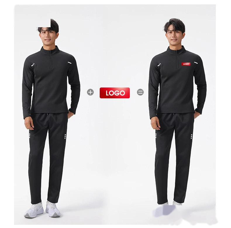 Customized men's spring and autumn sportswear fitness fishing running collar half zipper sports long sleeve T-shirt detail