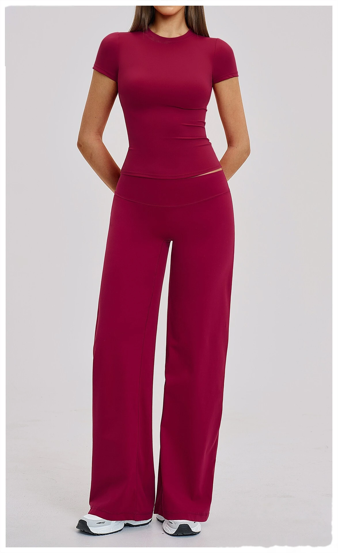 Custom Women's Yoga Set - High-Waisted Tight High-Stretch Leggings & Top for Outdoor Running Fitness detail