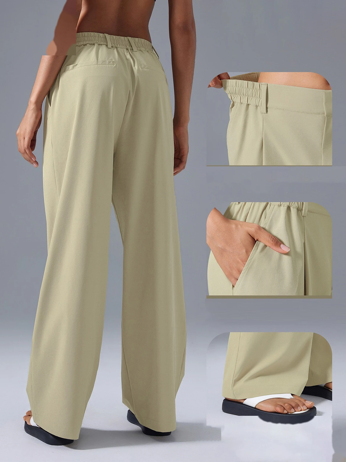 Custom-made wide-leg pants with high waist drape casual straight sports pants breathable yoga fitness pants women detail
