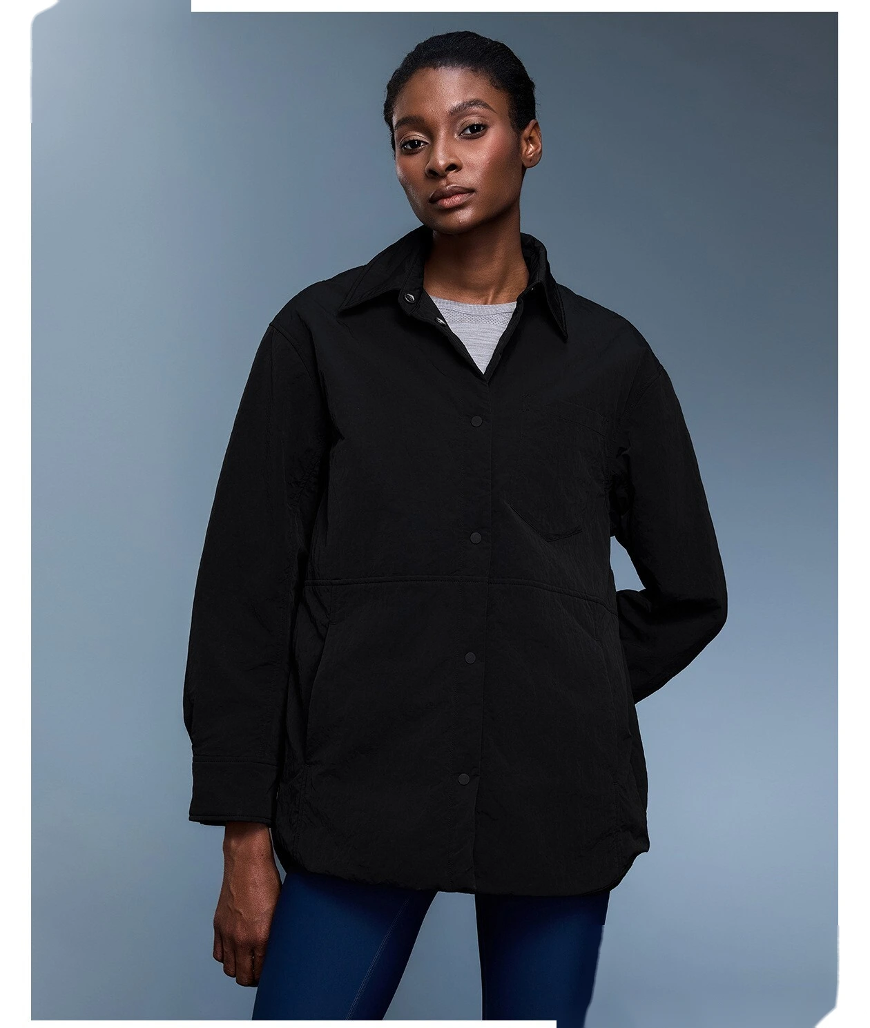 Custom lapel cotton-padded jacket women's autumn and winter new simple thick warm casual shirt jacket. detail