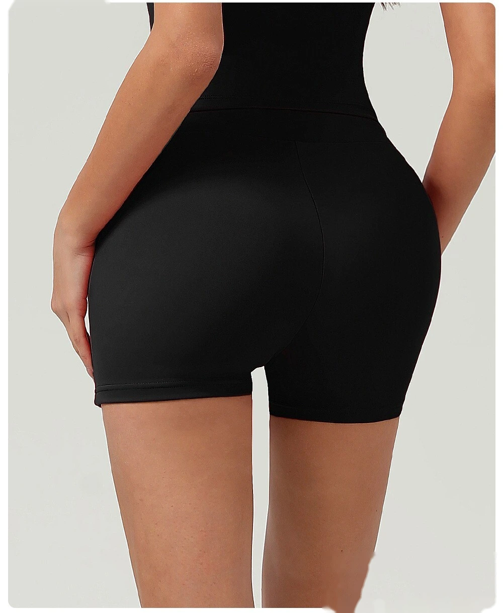 Naked hip yoga shorts high waist abdomen fitness pants female tight sports running shorts. detail