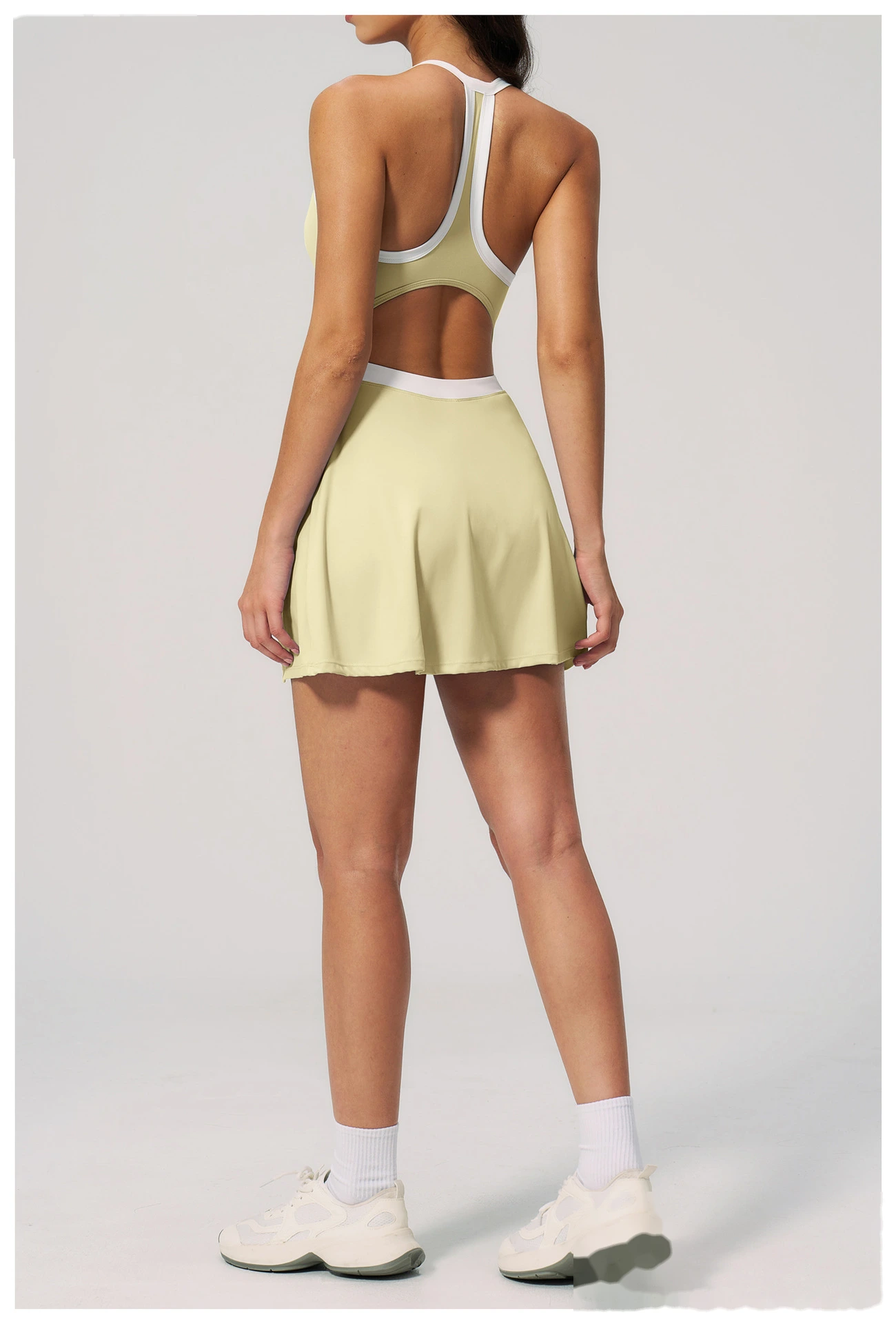 Women's Short Quick Dry Yoga Dress, Hollow Out Design, Naked Feel Slim Breathable Sports Fitness Dress detail