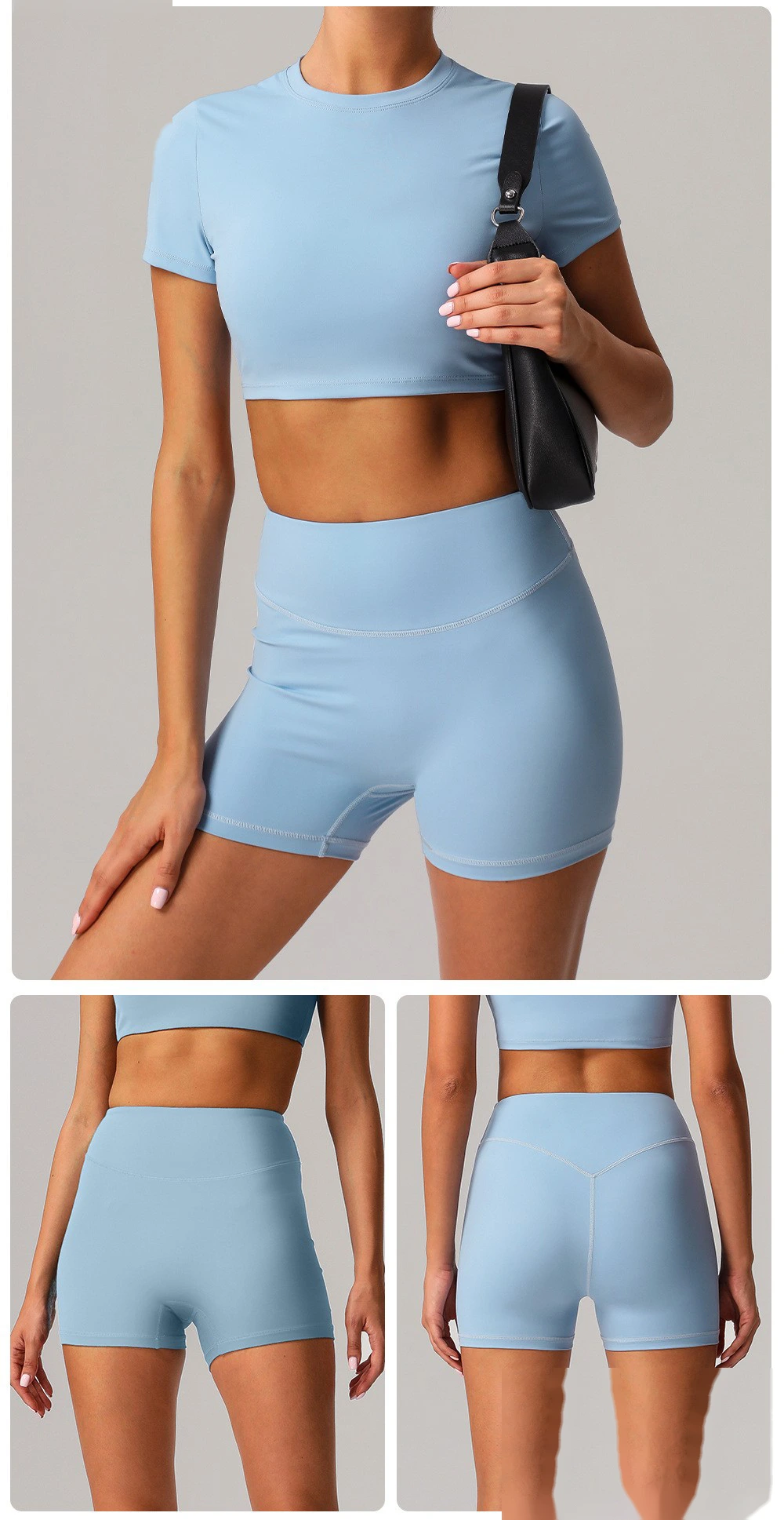 Custom nude yoga shorts hip running fitness pants tight high waist outdoor sports shorts female detail