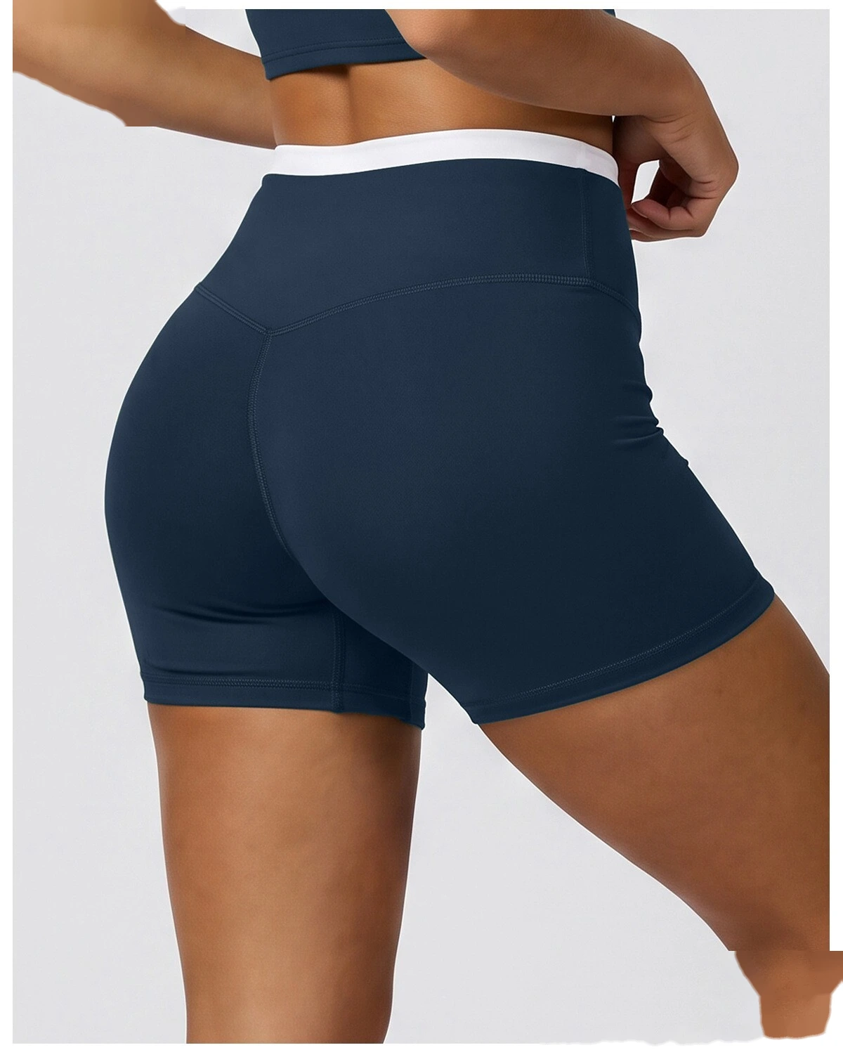 Custom Logo High Waisted Three Quarter Leggings, Stretch Slimming Athletic Shorts for Daily Workout detail