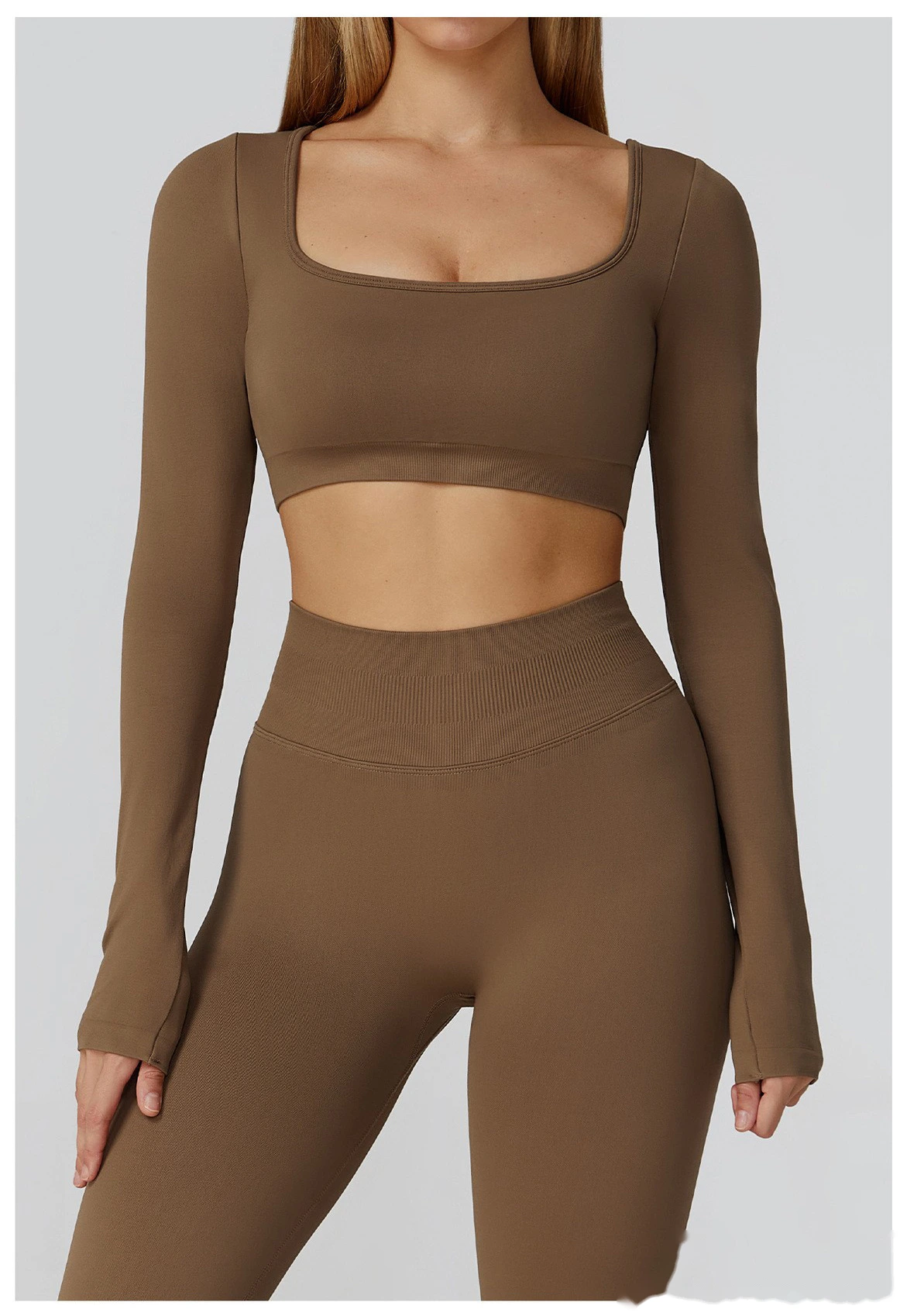Customized seamless yoga clothes women's hollow back slim long-sleeved sports tops detail