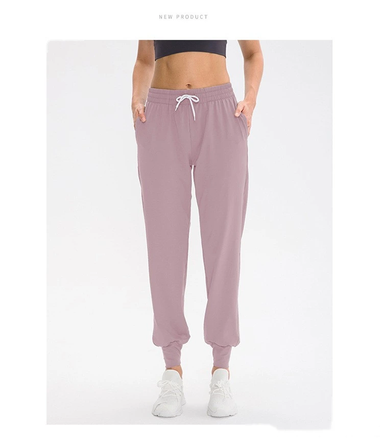 Custom sports pants women's running training yoga pants pocket leisure fitness leg pants detail