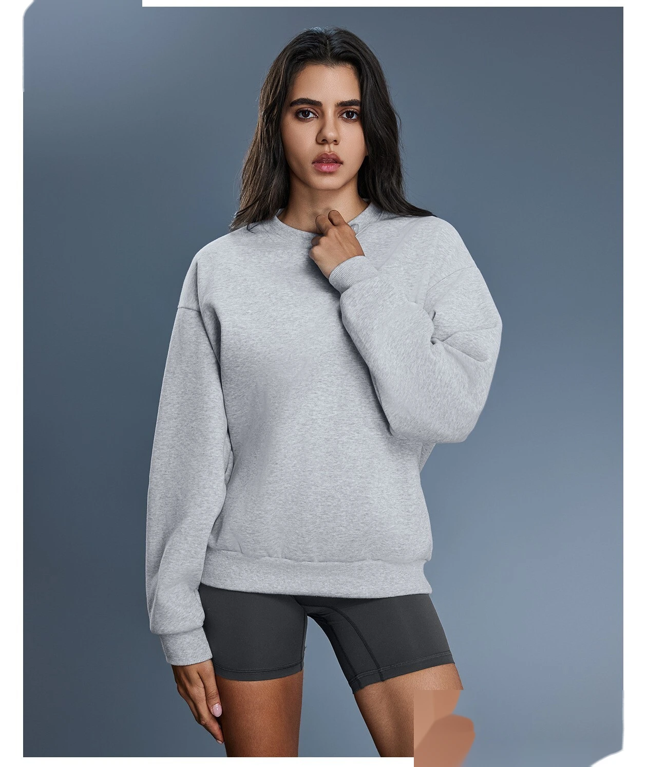 Custom Winter Warm Fleece Crew Neck Sweatshirt for Women - Loose Casual Versatile Long-Sleeve Pullover detail