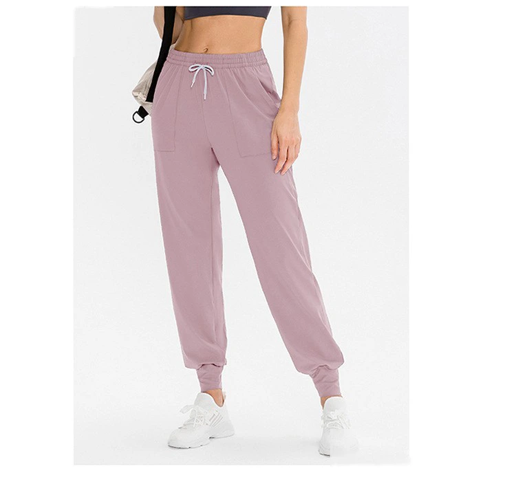 Customized women's elastic leisure sports elastic leg pants running fitness pants loose yoga pants detail