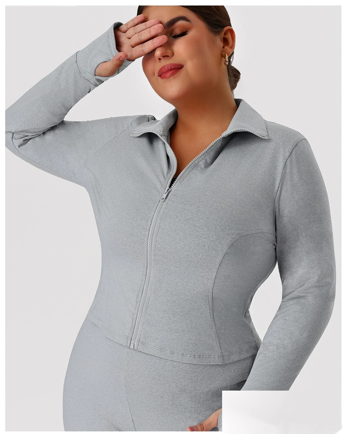 Custom US/EU Plus Size Yoga Coat | Winter Warm Sports Top, Outdoor Running Fitness Jacket detail