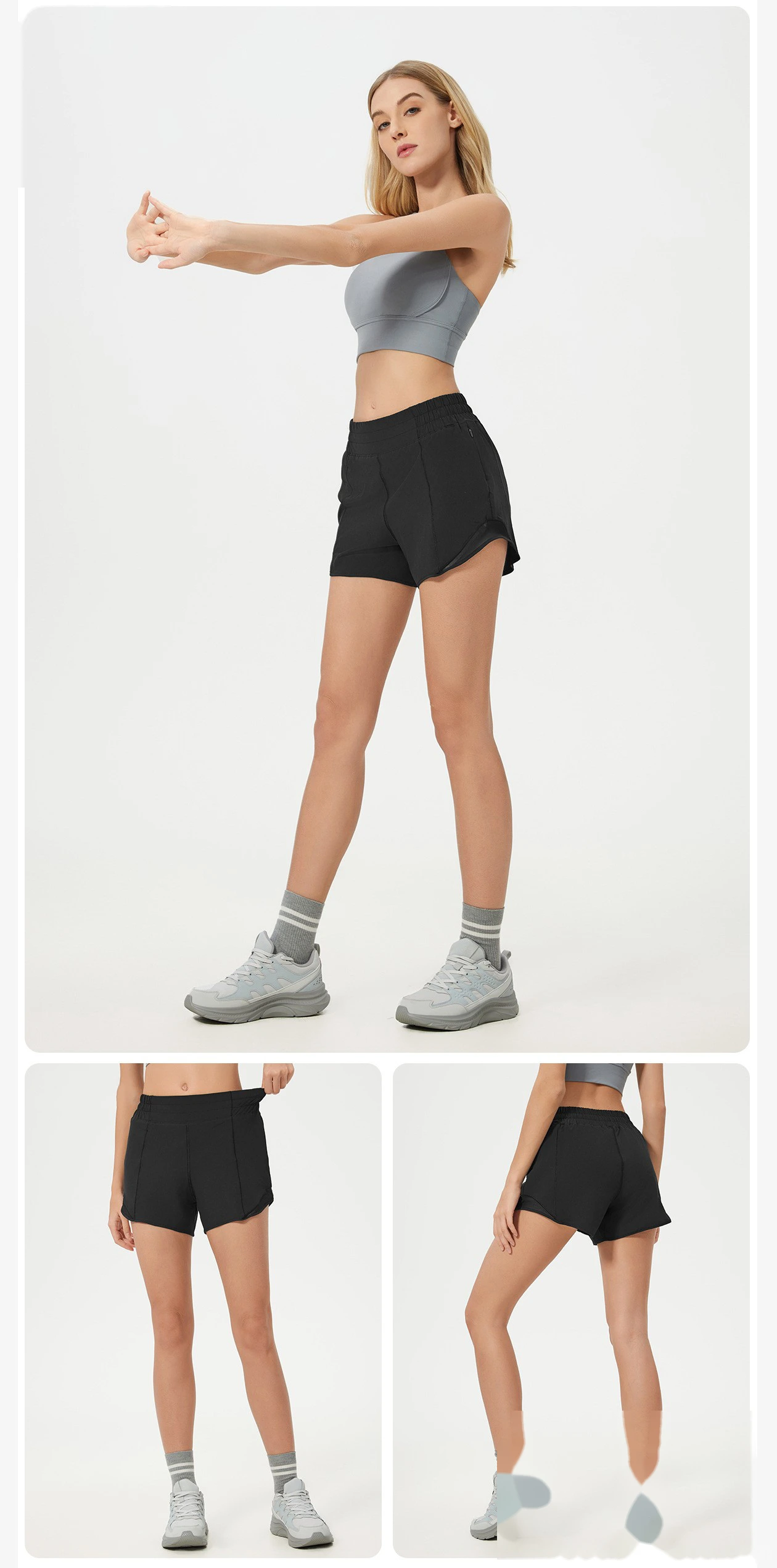 Customized loose quick-drying sports shorts women's summer running training fitness pants high waist yoga shorts detail