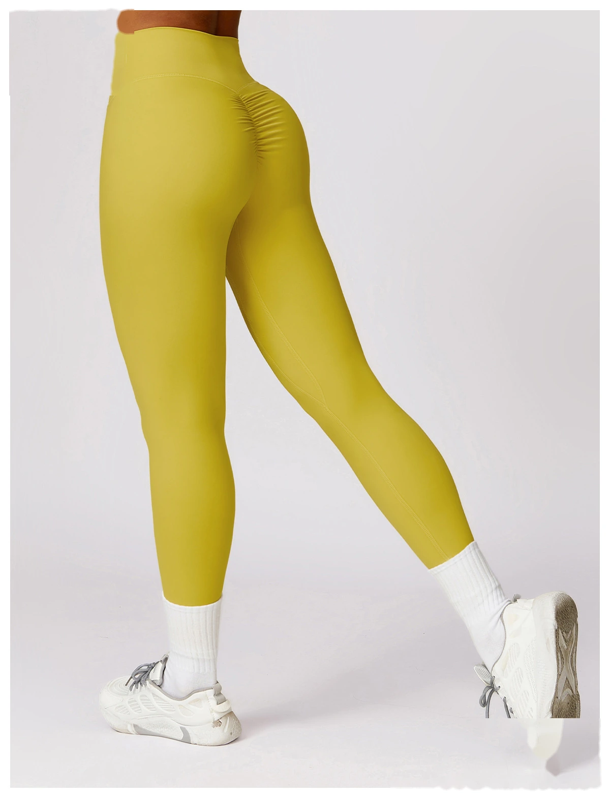 Customized yoga pants sanding, abdomen lifting and hip lifting, high waist wearing running and fitness pants. detail