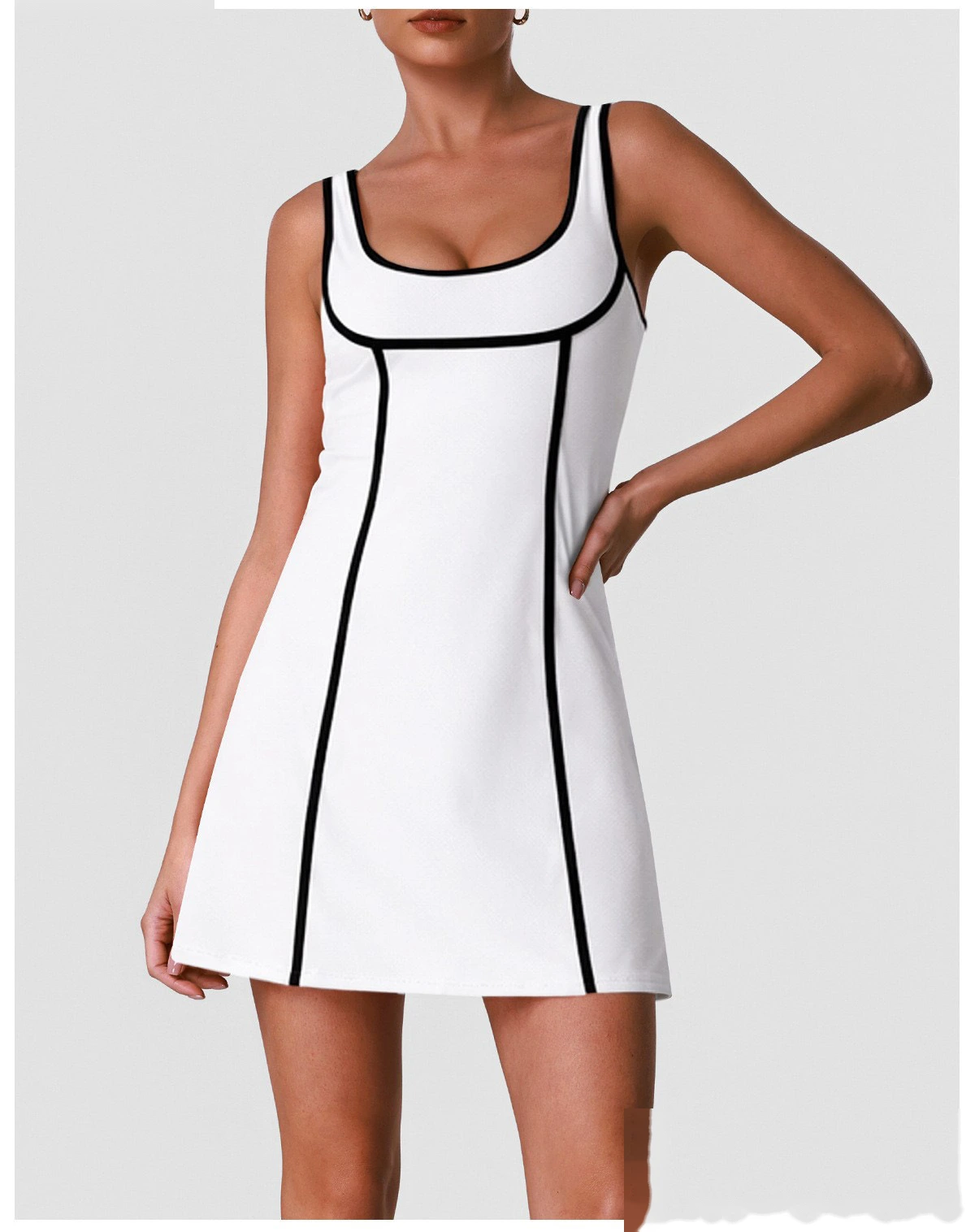 Custom Women’s Slim Fit Halter Tennis Skort Romper Backless Beauty Back Yoga Workout Dress detail