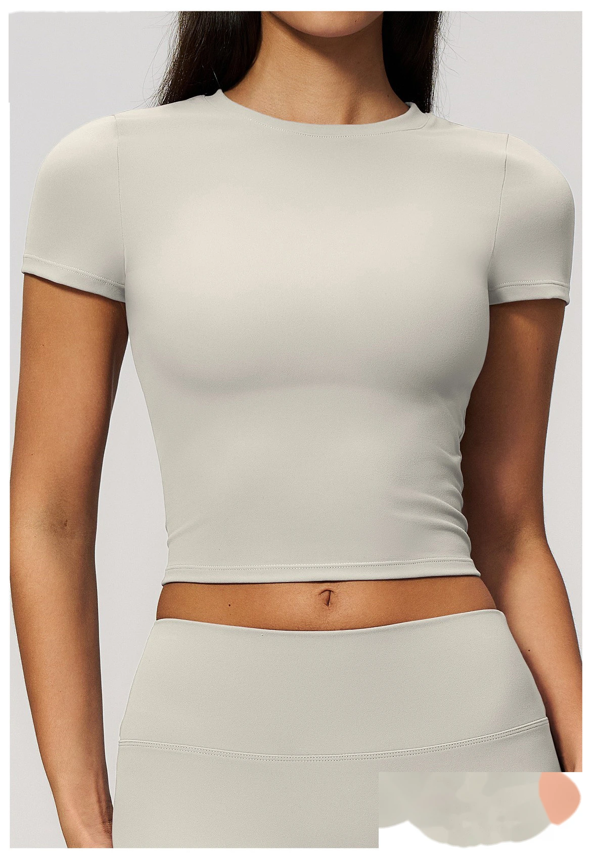 High elastic breathable yoga clothes short sleeves tight slim short sports leisure fitness Pilates T-shirt detail