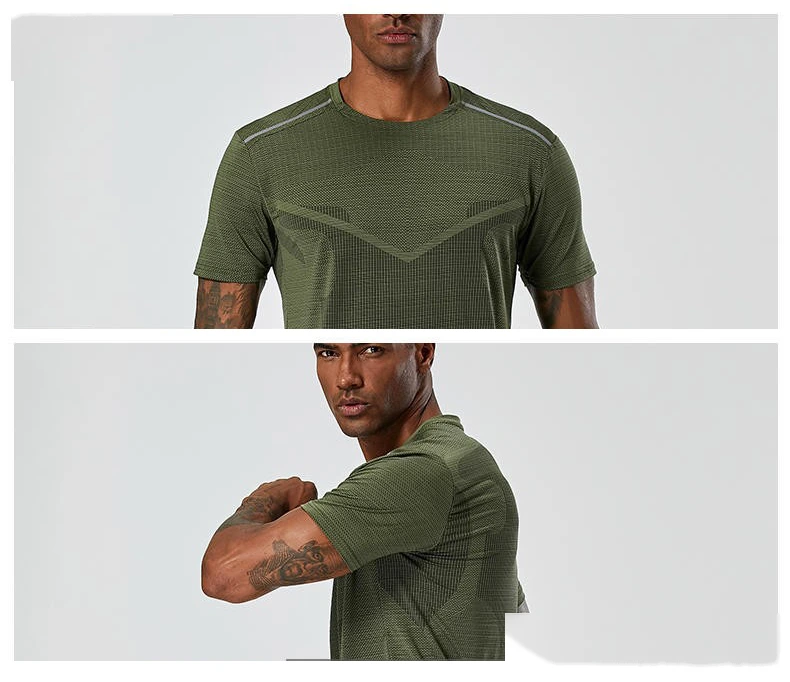 Customized short-sleeved T-shirt men's ice silk sports fitness quick-drying clothes leisure plus size running clothes detail