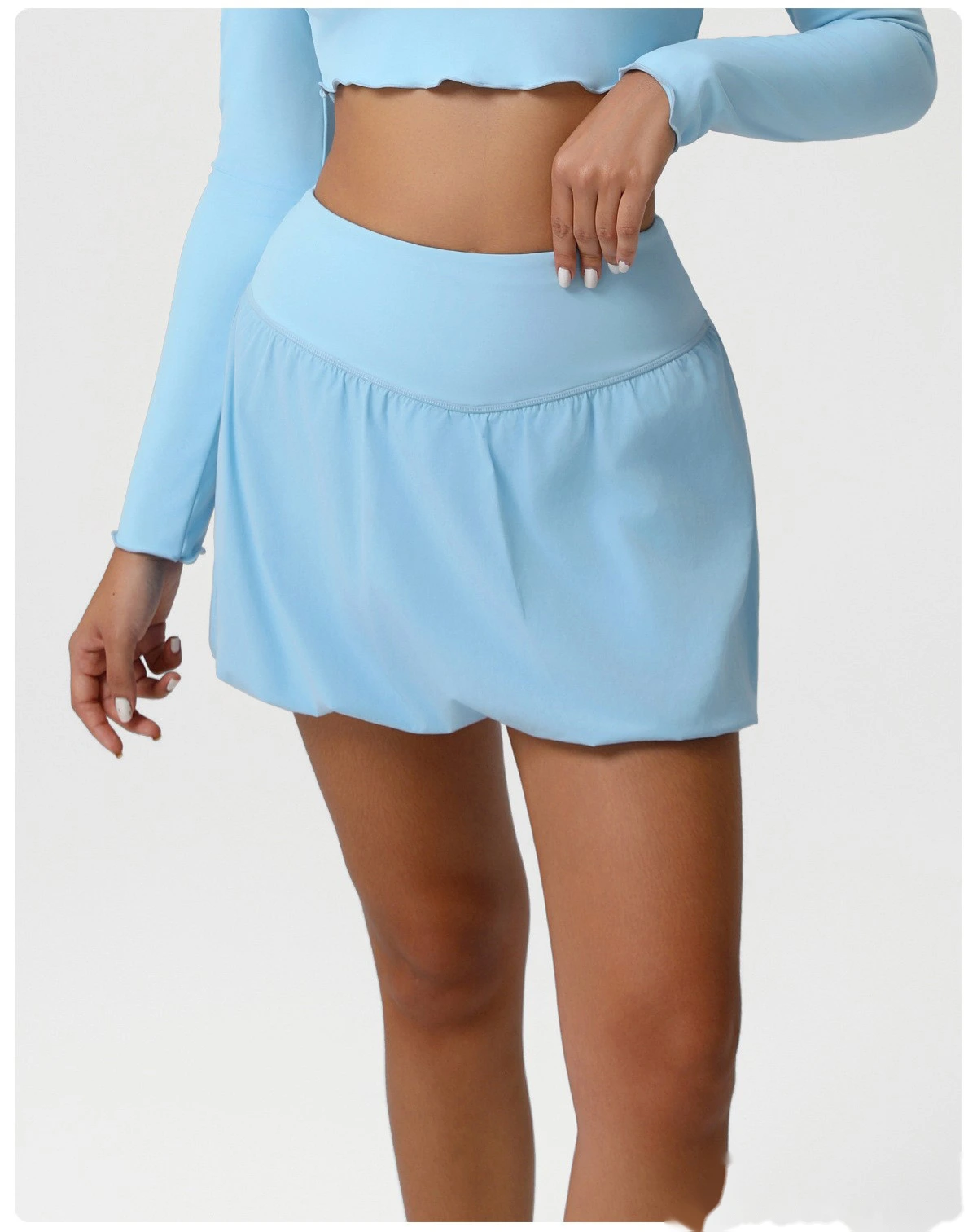 Customized sports tennis skirt anti-exposure bubble skirt Yoga fluffy skirt running fitness skirt detail