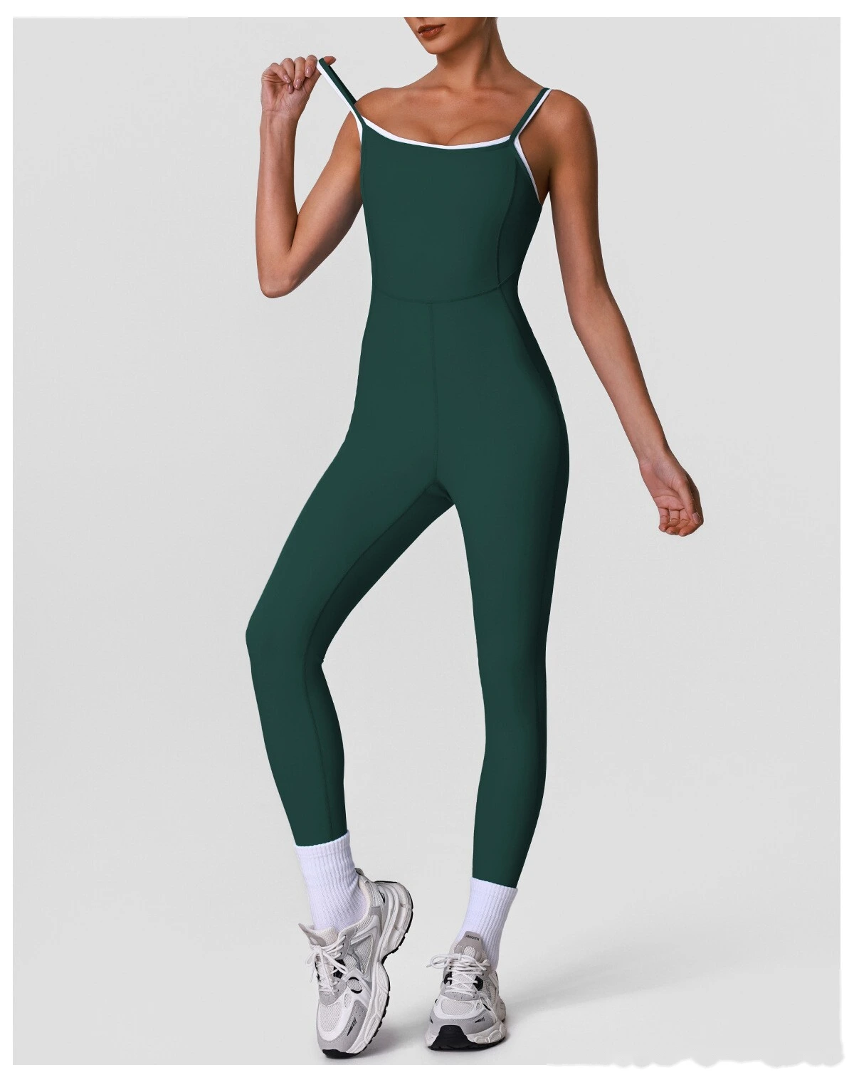 Adjustable Thin Strap Beauty Back Sleeveless Yoga Bodysuit, Women Body Shaping Sports Jumpsuit detail