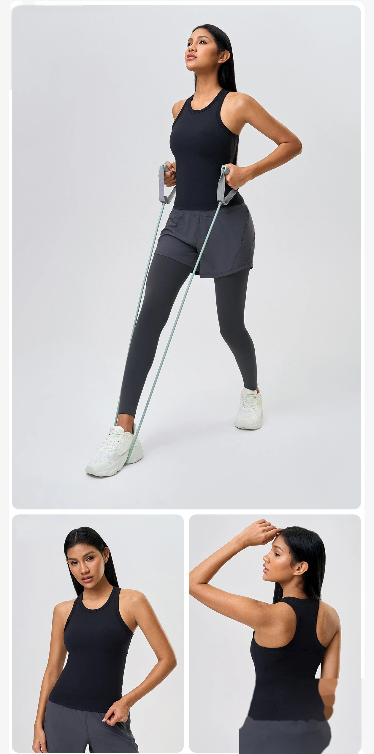 Custom-made I-shaped beautiful back sports vest female slim sleeveless fitness yoga jacket with chest pad detail