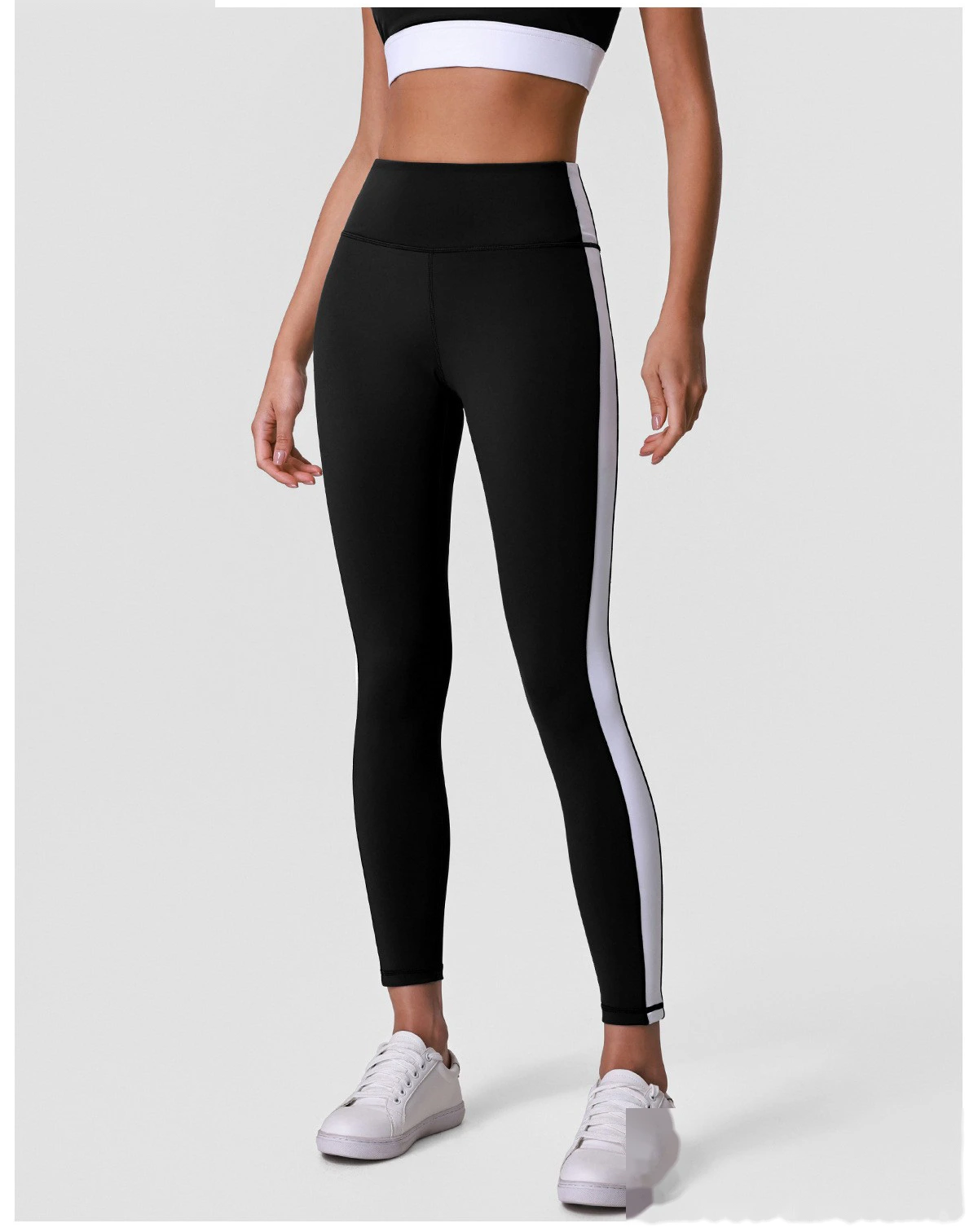 Women’s Custom Color Block Running Pants High Waist Tummy Control Butt Lifting Yoga Fitness Leggings detail
