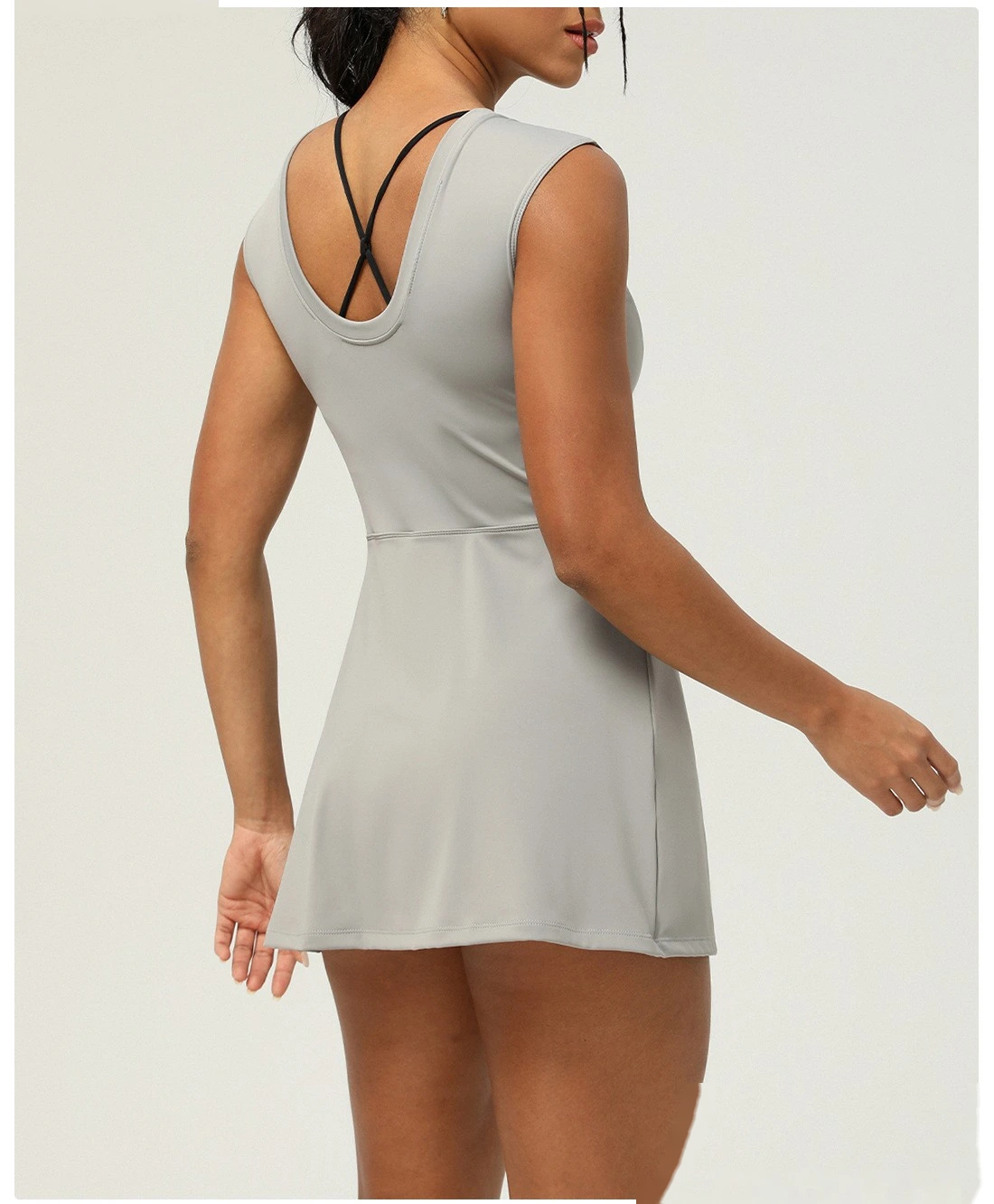 Custom-made fake two-piece tight-fitting sports slimming strap fitness back yoga women's tennis skirt detail