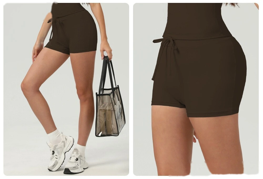 Naked hip yoga shorts high waist abdomen fitness pants female tight sports running shorts. detail