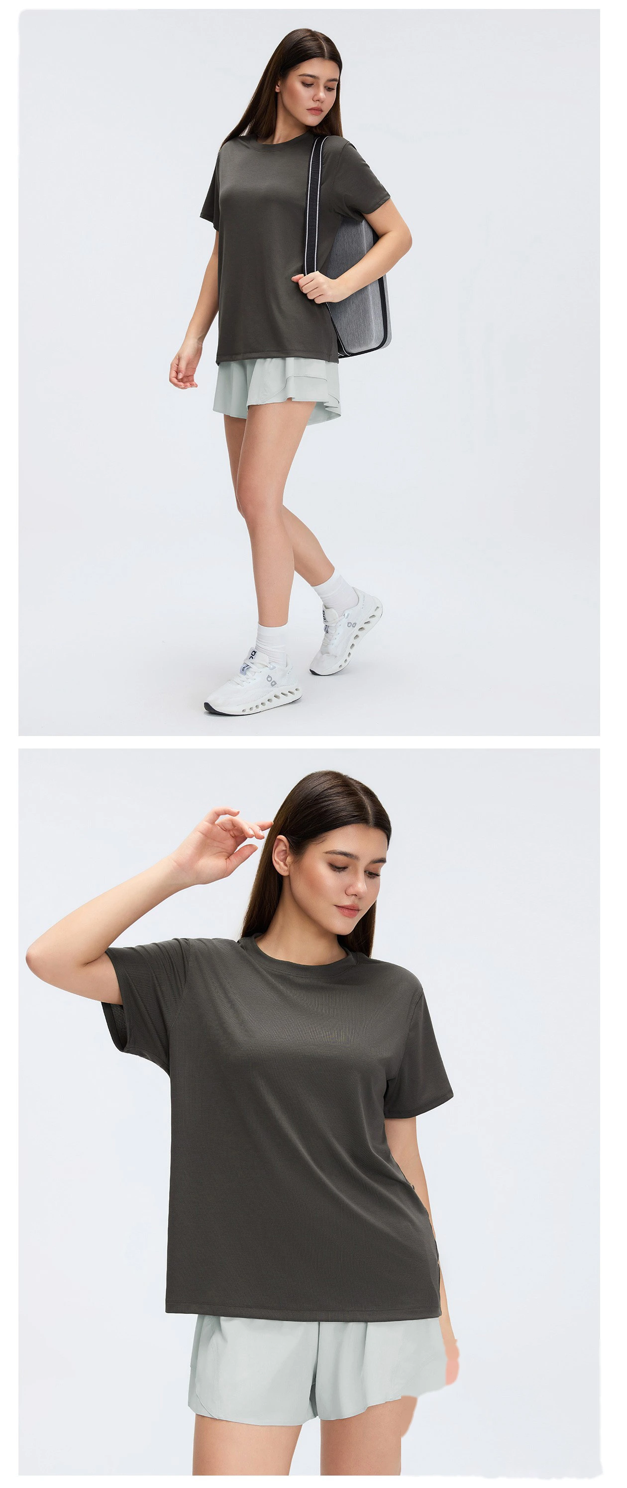 Custom Loose Short‑Sleeve Yoga & Fitness T‑Shirt for Women, Factory Direct Sales, Support Custom OEM/ODM detail