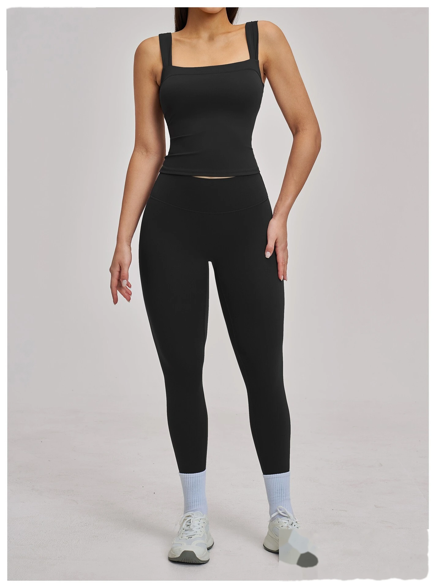 Women’s High Elastic Square Neck Yoga Outfit Beauty Back Sports Vest with Yoga Leggings Fitness Set detail
