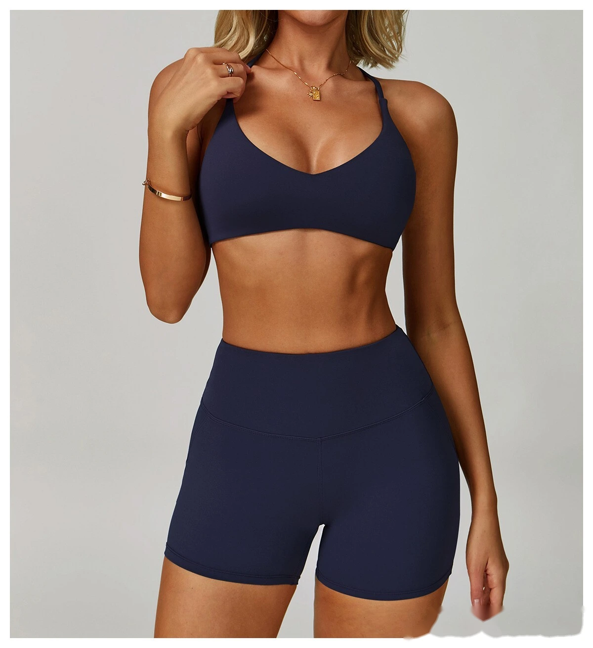 Customized yoga bra quick-drying cross-back high-strength fitness clothes leisure running sports bra detail
