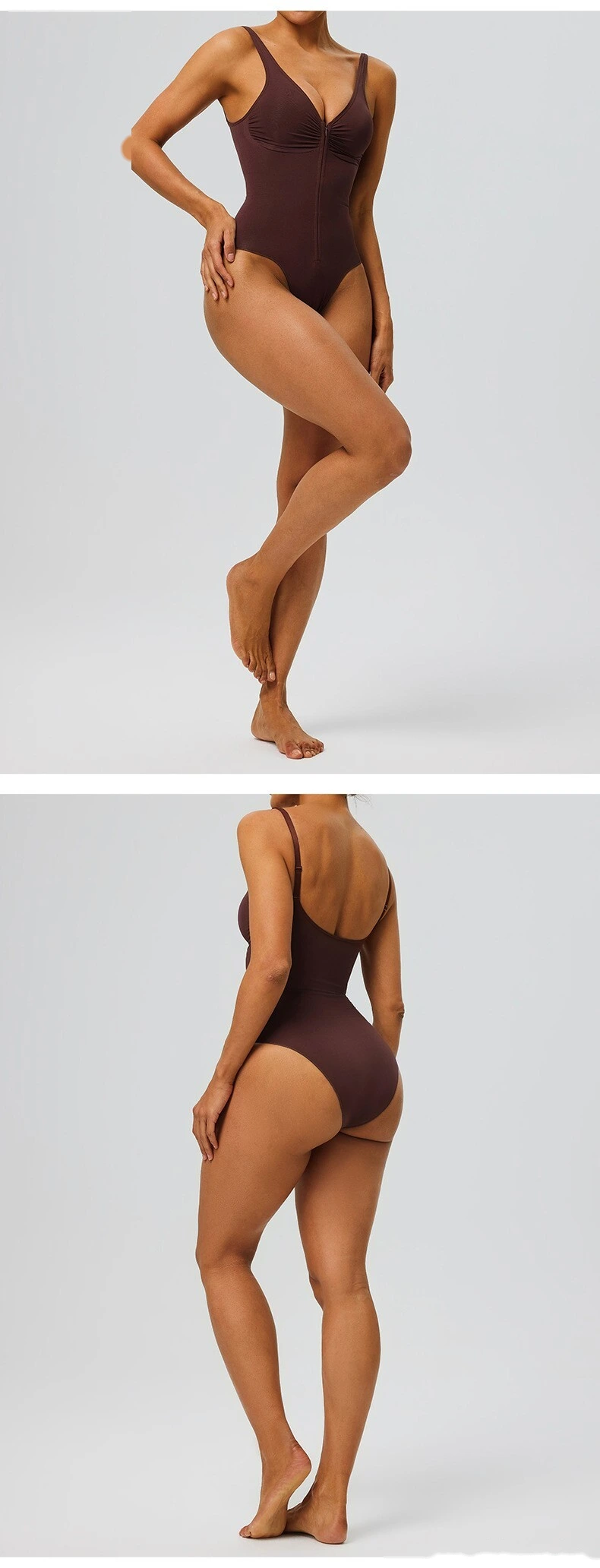 Seamless Zipper Up One Piece Shapewear Strong Compression Tummy Control Body Shaper detail