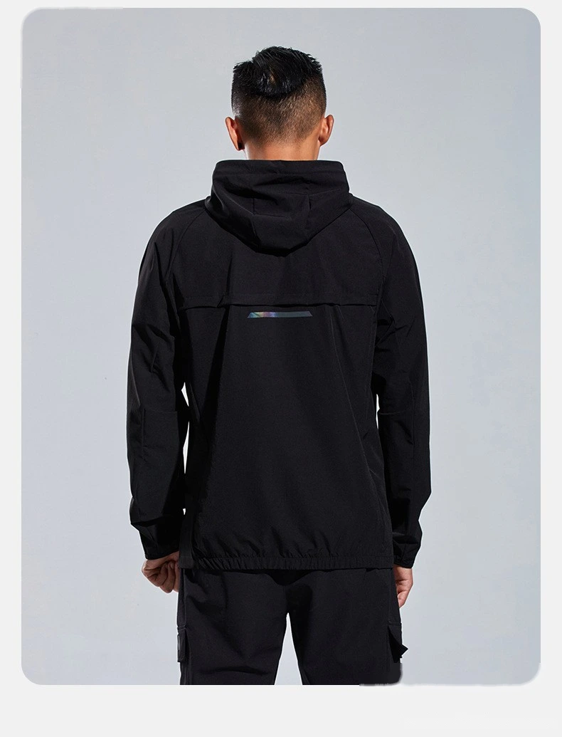 Customized sportswear men's outdoor running quick-drying fitness hooded cardigan training sports coat detail