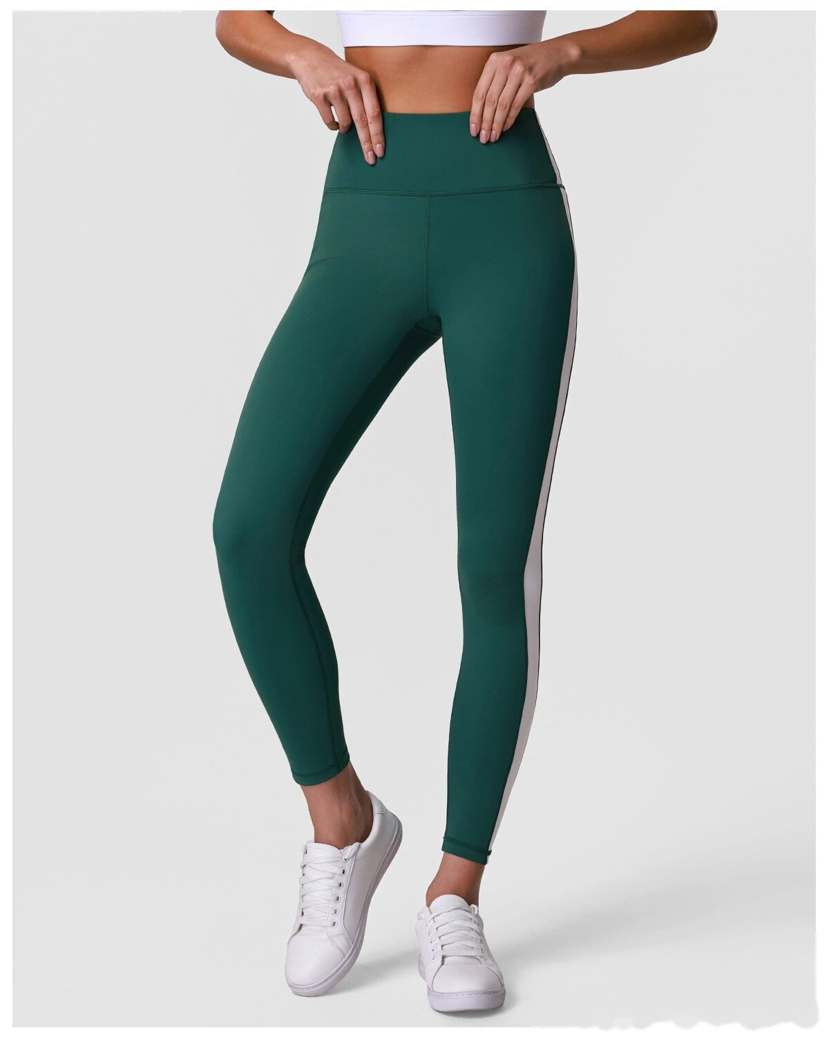 Women’s Custom Color Block Running Pants High Waist Tummy Control Butt Lifting Yoga Fitness Leggings detail