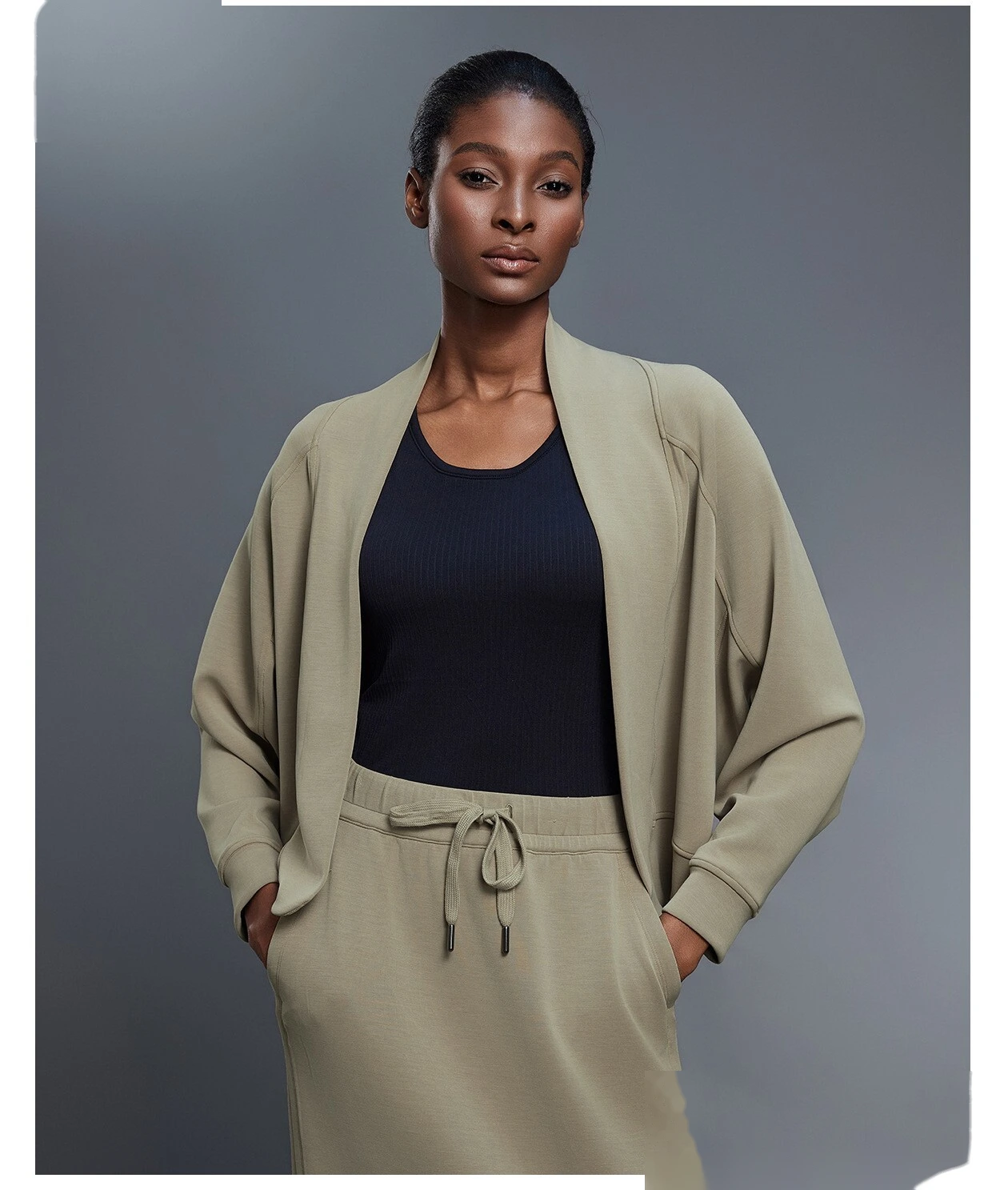 Women's Versatile Fashion Cardigan - Customizable Shawl Collar Casual Sports Long Sleeve Outerwear, Easy-Matching detail