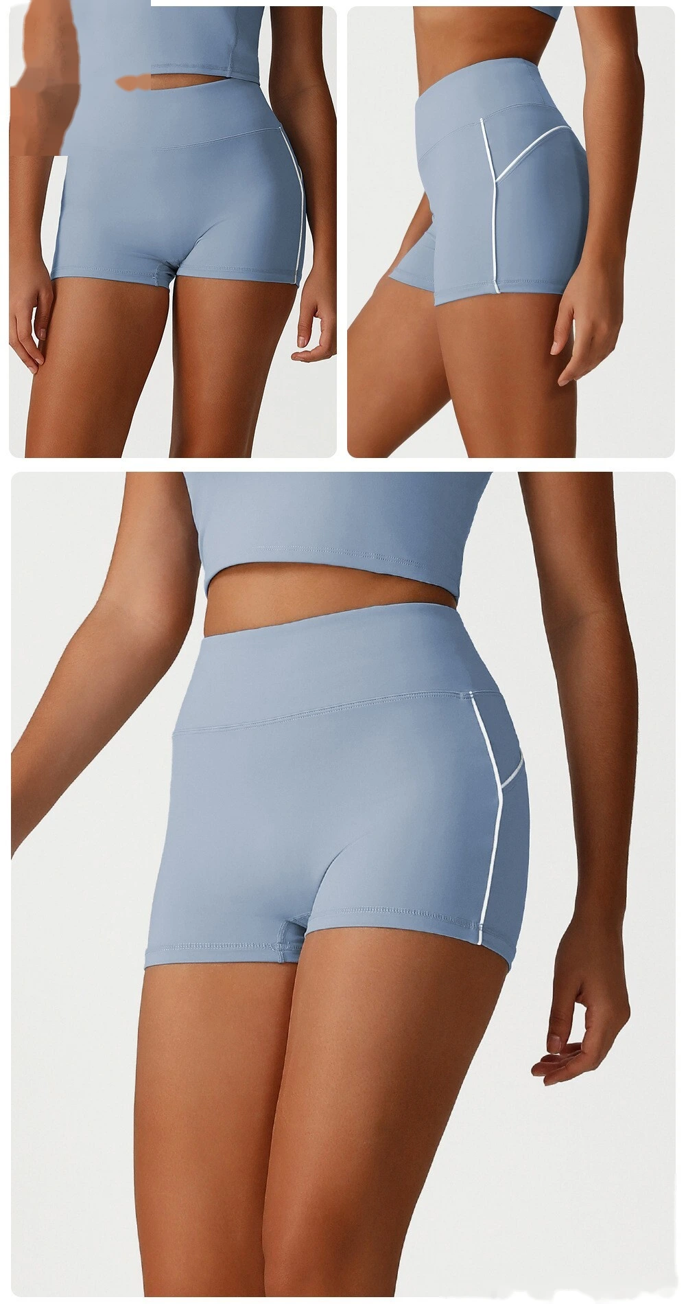 Custom color matching tight-fitting yoga pants peach hip high waist shorts without T-line outdoor running fitness shorts detail