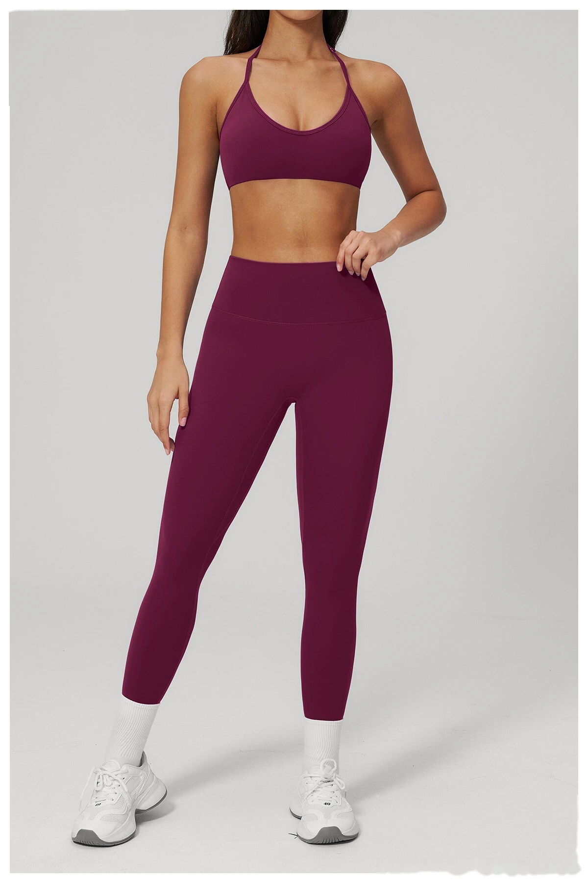 Custom Women's Beauty Back Sports Bra High Waist Butt Lifting Yoga Leggings 2 Piece Workout Set detail