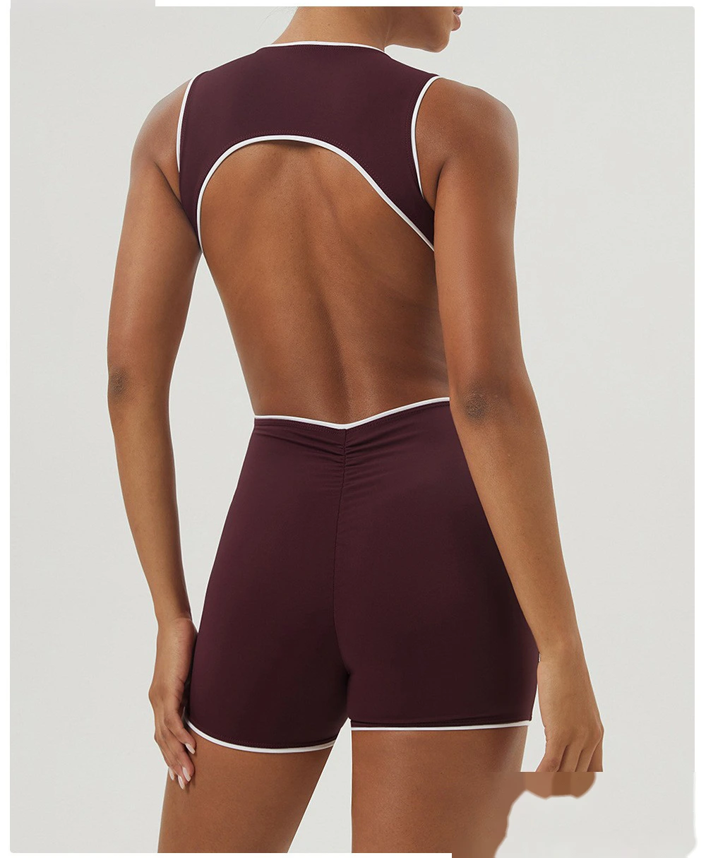 Customized color matching backless sports one-piece yoga fitness clothes sleeveless one-piece women detail