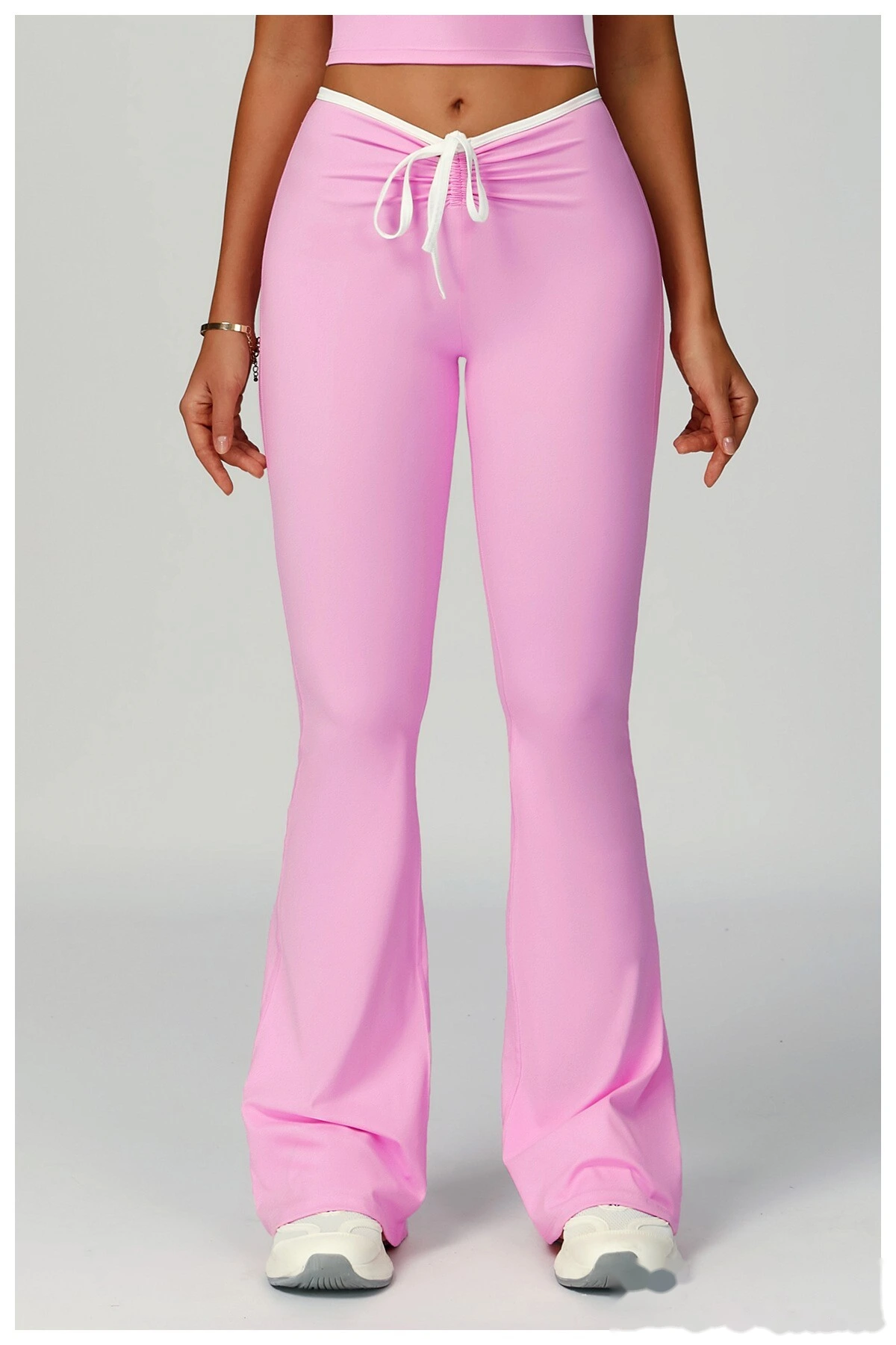 Custom-made contrast-wrapped bell-bottoms yoga fitness exercise high waist slim bell-bottoms women detail