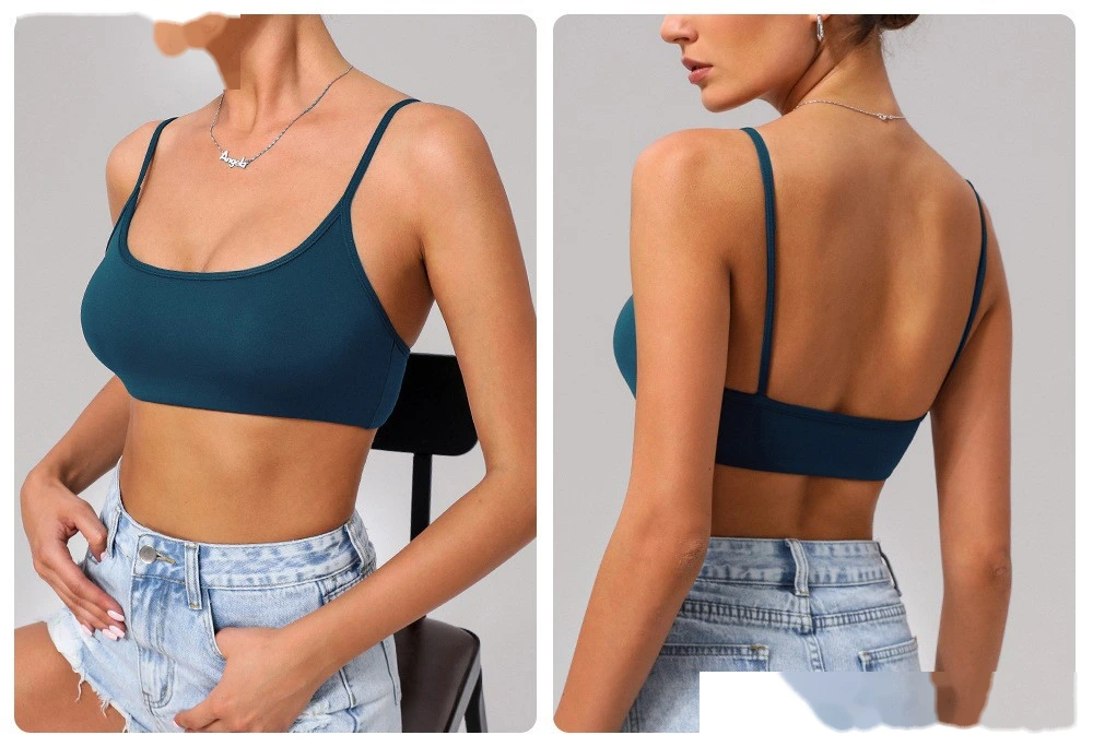 Customized beauty back sports bra nude yoga bra running fitness shirt sling yoga clothes detail