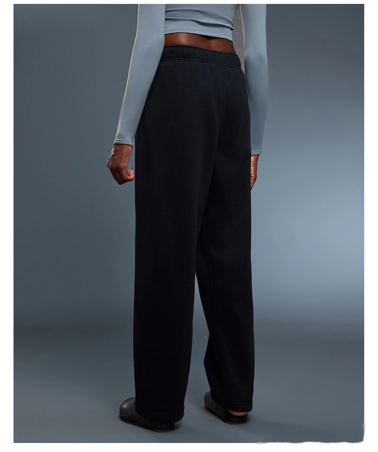 Customized velvet warm casual pants loose sports pants in autumn and winter ladies drawstring leg pants - allni detail
