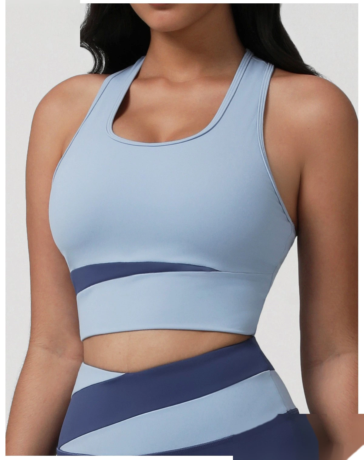 Custom High-Support Shockproof Yoga Bra - Color-Block Backless Tank Top with Pads for Running & Fitness Workouts detail