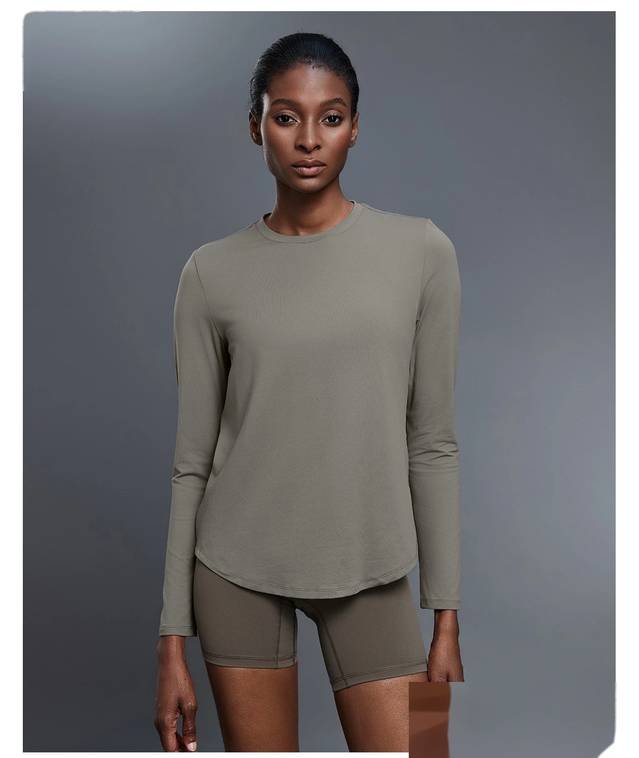 Customizable Women's Autumn Fitness T-Shirt | Crew Neck, Loose Slim, Long-Sleeve Yoga & Sport Style detail