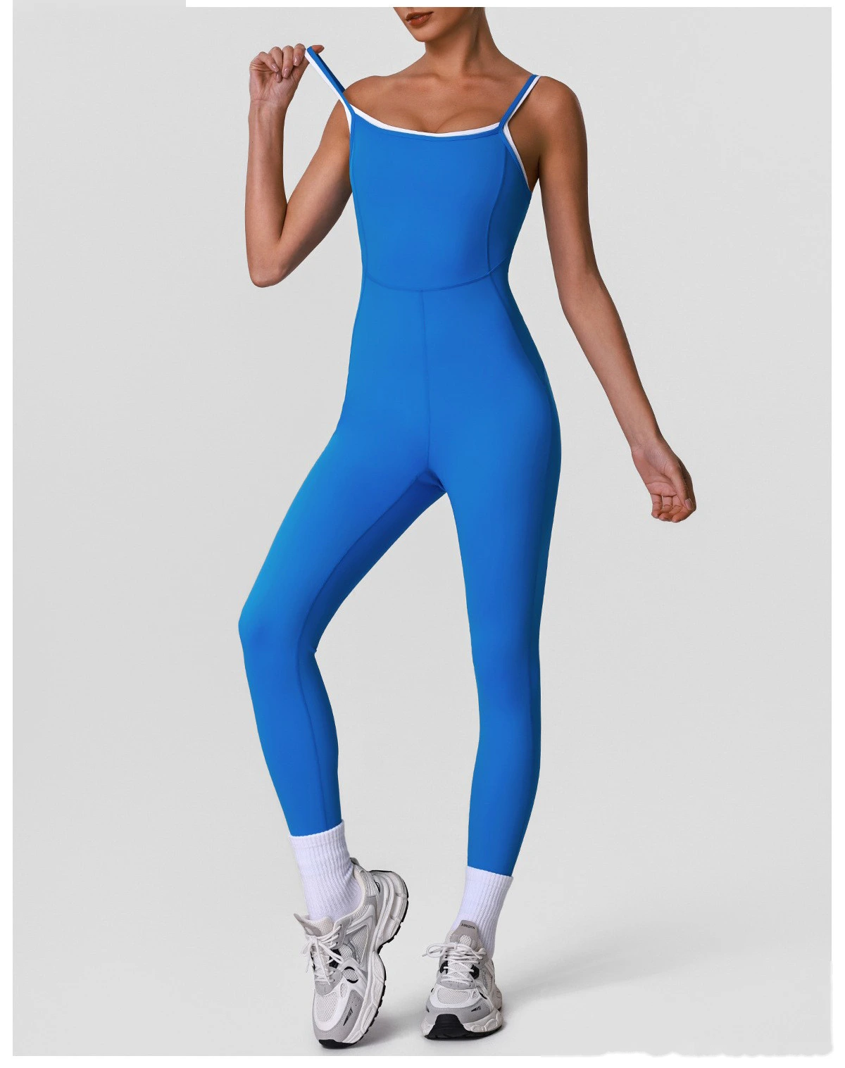Adjustable Thin Strap Beauty Back Sleeveless Yoga Bodysuit, Women Body Shaping Sports Jumpsuit detail