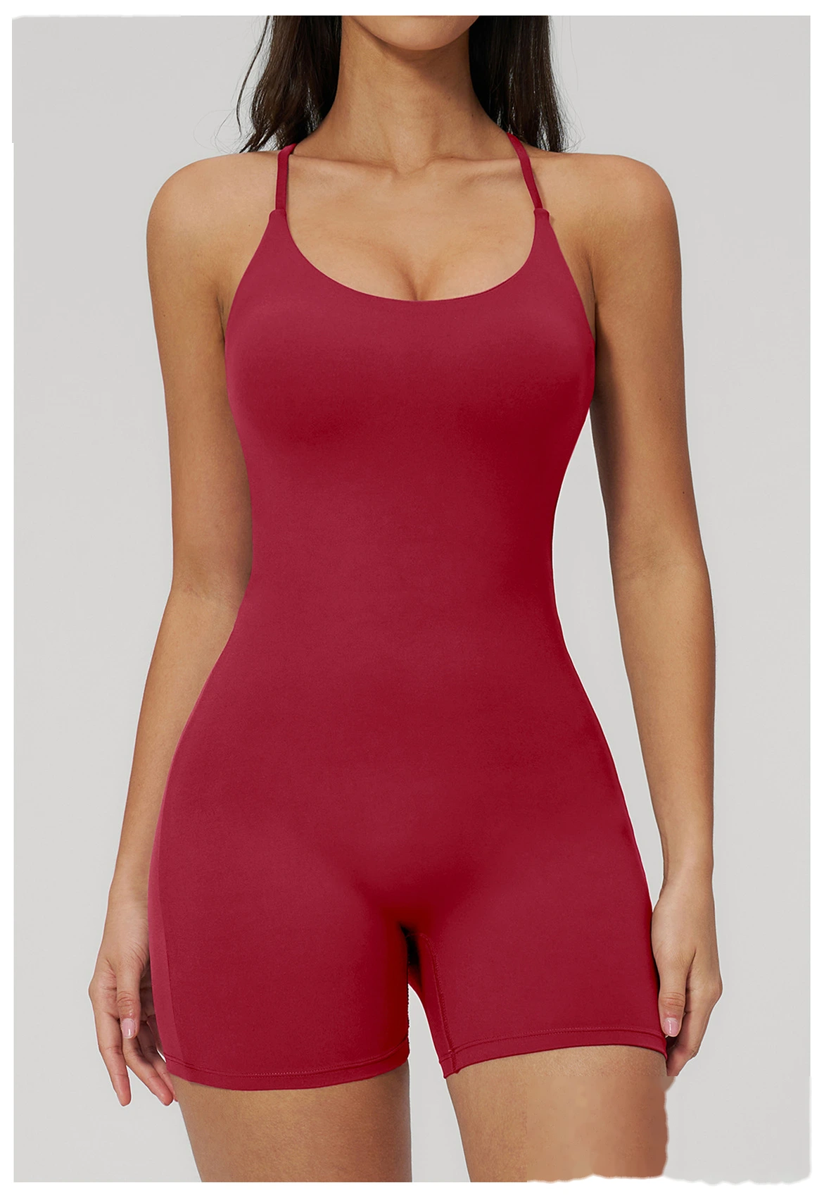 Backless Ruched Flared Leg Yoga Jumpsuit, Custom Butt Lifting Slim Fitness Dance One Piece Sports Wear detail