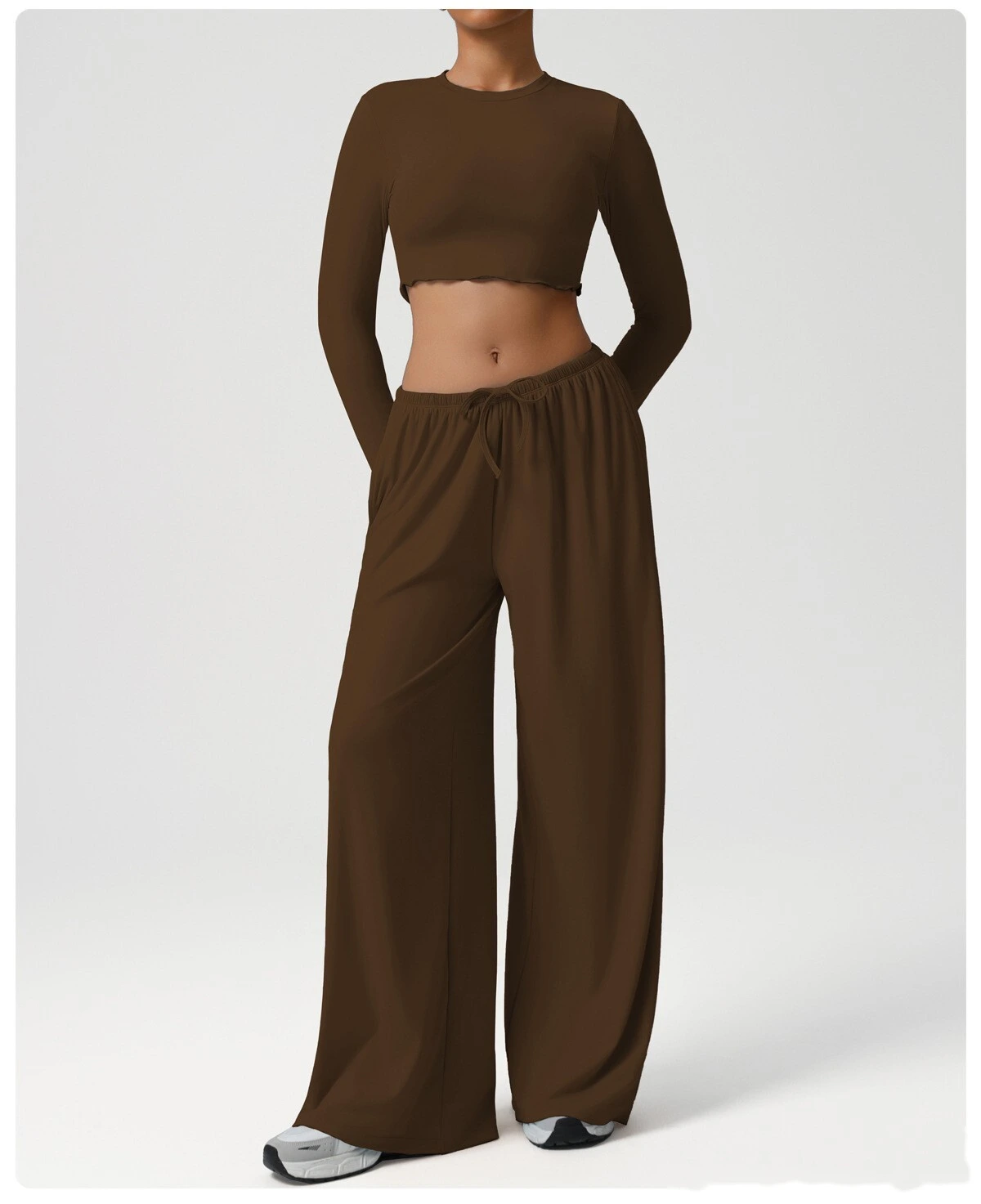 Customize the new yoga fitness suit skin-friendly breathable short slim slimming sports long sleeve T-shirt. detail