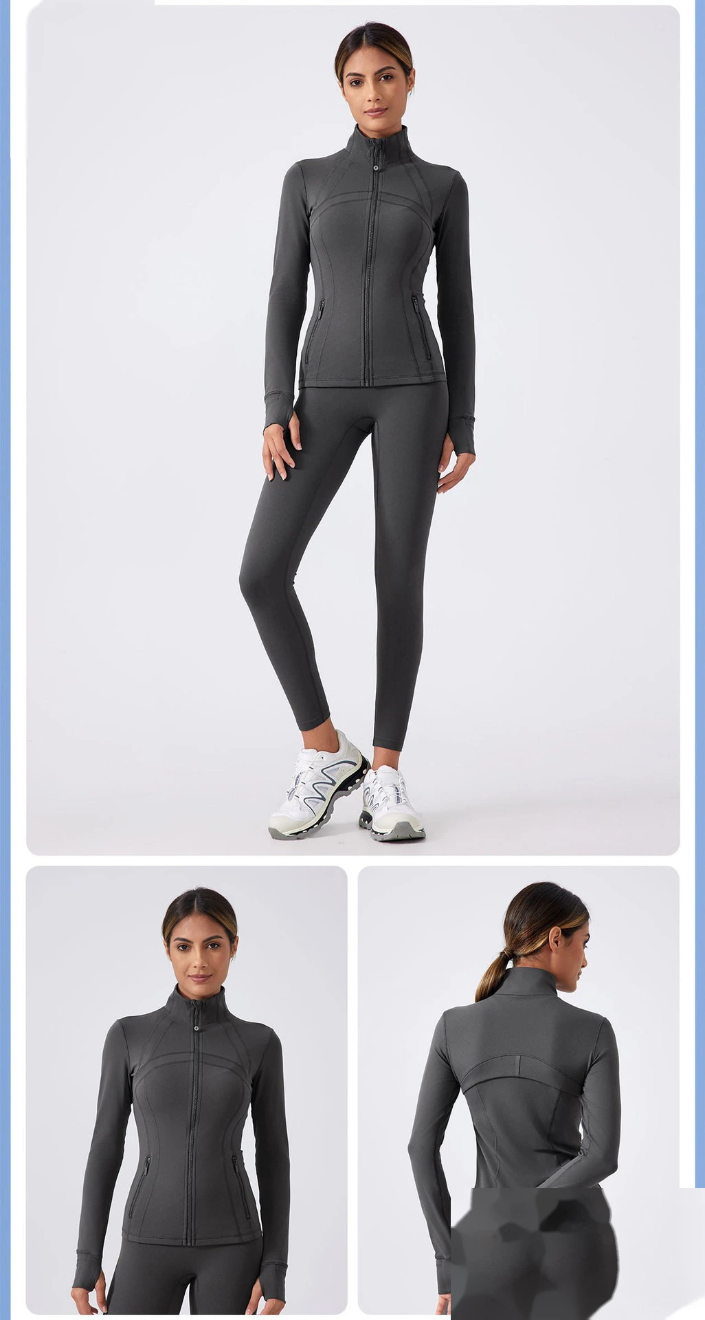 Custom-made women's running and cycling sports long-sleeved slim collar sports yoga fitness suit jacket detail