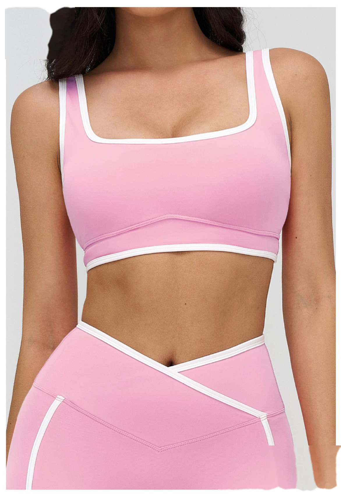 Custom Buttery Soft Yoga Set - Women's Color Block Tight Sports Bra for Outdoor Running & Fitness detail